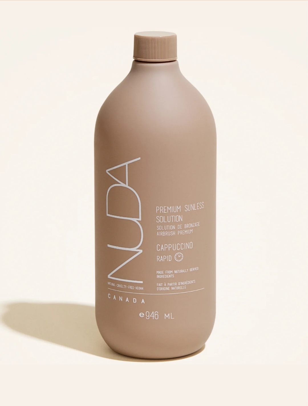 Nuda Cappuccino spray tan solution for professional men's spray tanning